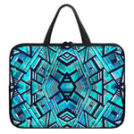 Turquoise Ethnic Aztec Trippy Print Laptop Sleeve With Handle