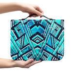 Turquoise Ethnic Aztec Trippy Print Leather Bible Cover