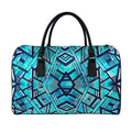 Turquoise Ethnic Aztec Trippy Print Leather Duffel Bag