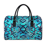 Turquoise Ethnic Aztec Trippy Print Leather Duffle Bag