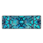 Turquoise Ethnic Aztec Trippy Print Long Kitchen Mat