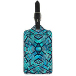 Turquoise Ethnic Aztec Trippy Print Luggage Tag