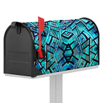 Turquoise Ethnic Aztec Trippy Print Mailbox Cover