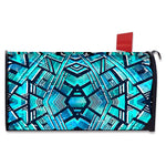 Turquoise Ethnic Aztec Trippy Print Mailbox Cover