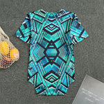 Turquoise Ethnic Aztec Trippy Print Men's Bodysuit