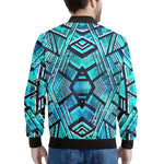 Turquoise Ethnic Aztec Trippy Print Men's Bomber Jacket