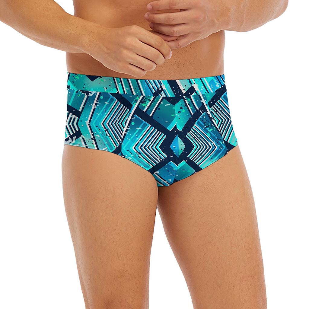 Turquoise Ethnic Aztec Trippy Print Men's Briefs