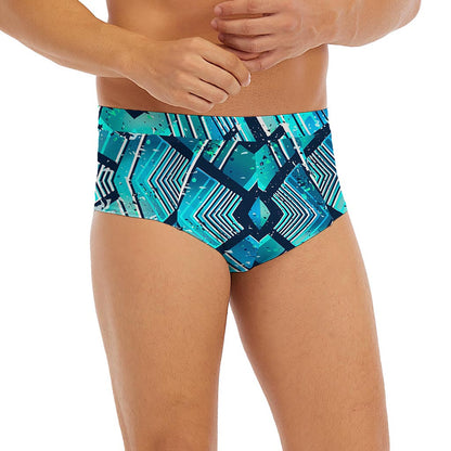 Turquoise Ethnic Aztec Trippy Print Men's Briefs
