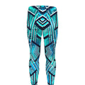 Turquoise Ethnic Aztec Trippy Print Men's Leggings