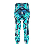 Turquoise Ethnic Aztec Trippy Print Men's leggings