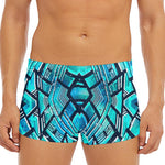 Turquoise Ethnic Aztec Trippy Print Men's Short Boxer Briefs