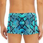 Turquoise Ethnic Aztec Trippy Print Men's Short Boxer Briefs