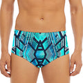 Turquoise Ethnic Aztec Trippy Print Men's Triangle Swim Briefs