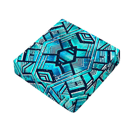 Turquoise Ethnic Aztec Trippy Print Outdoor Seat Cushion Cover