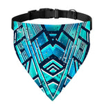Turquoise Ethnic Aztec Trippy Print Over The Collar Dog Bandana
