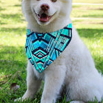 Turquoise Ethnic Aztec Trippy Print Over The Collar Dog Bandana