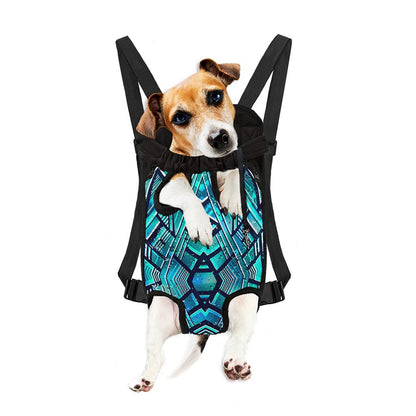 Turquoise Ethnic Aztec Trippy Print Pet Carrier Backpack