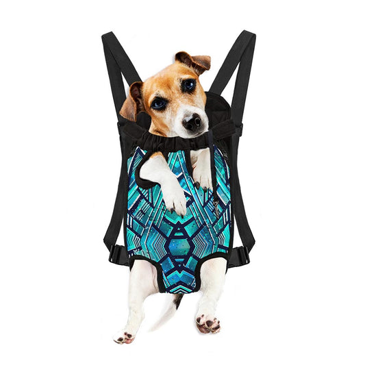 Turquoise Ethnic Aztec Trippy Print Pet Carrier Backpack