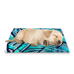 Turquoise Ethnic Aztec Trippy Print Pet Cooling Mat Cover