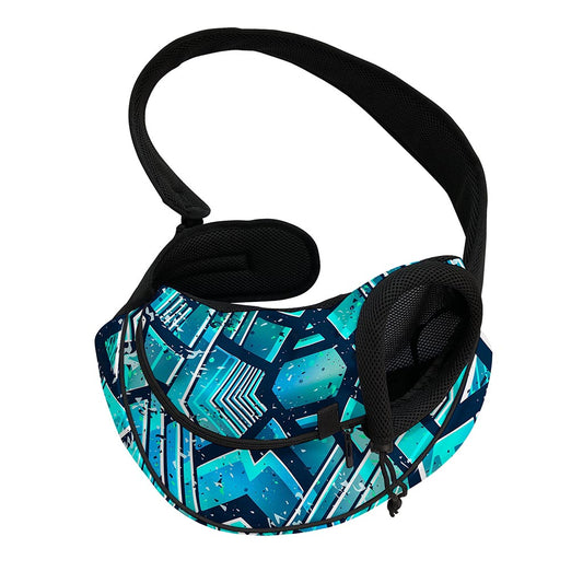 Turquoise Ethnic Aztec Trippy Print Pet Sling Carrier