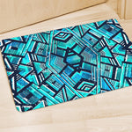 Turquoise Ethnic Aztec Trippy Print Polyester Doormat