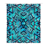 Turquoise Ethnic Aztec Trippy Print Polyester Shower Curtain