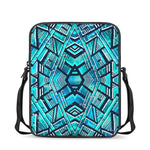 Turquoise Ethnic Aztec Trippy Print Rectangular Crossbody Bag