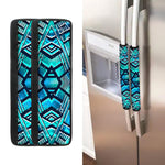 Turquoise Ethnic Aztec Trippy Print Refrigerator Handle Covers