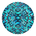 Turquoise Ethnic Aztec Trippy Print Round Blanket