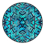 Turquoise Ethnic Aztec Trippy Print Round Floor Mat