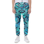 Turquoise Ethnic Aztec Trippy Print Scuba Joggers