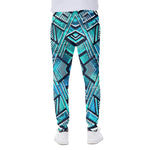 Turquoise Ethnic Aztec Trippy Print Scuba Joggers