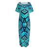 Turquoise Ethnic Aztec Trippy Print Short Sleeve Long Nightdress