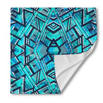 Turquoise Ethnic Aztec Trippy Print Silk Bandana