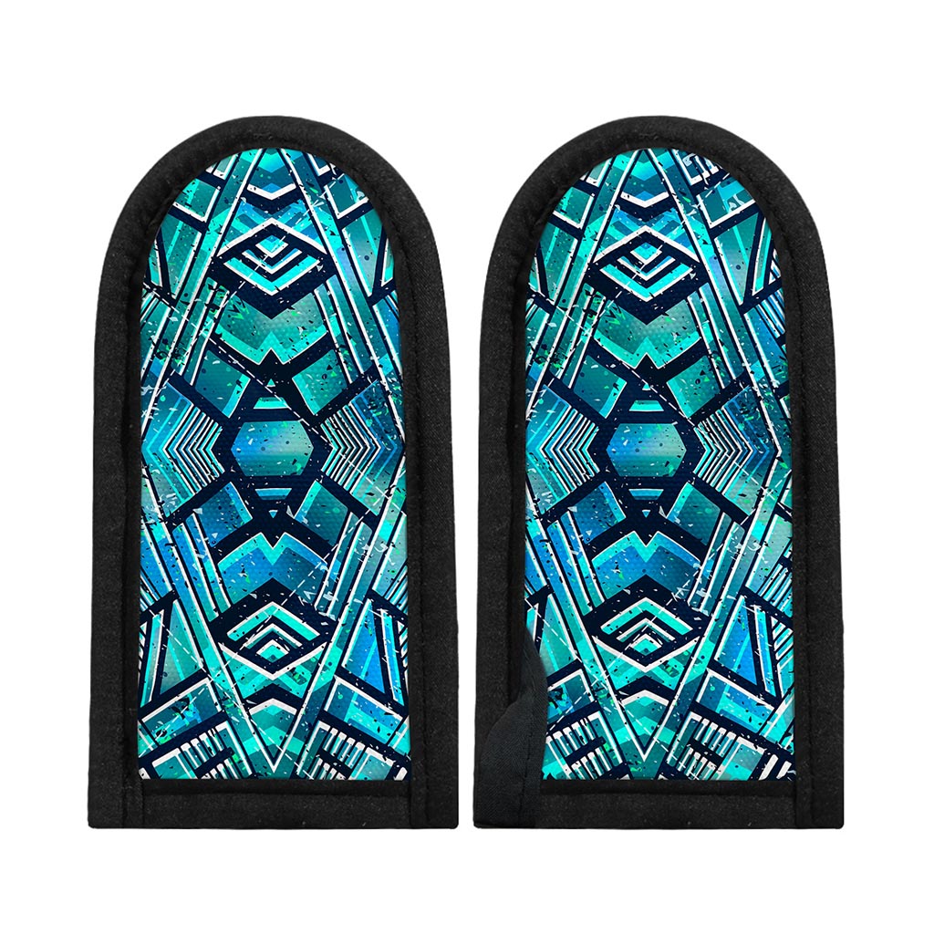Turquoise Ethnic Aztec Trippy Print Skillet Handle Cover