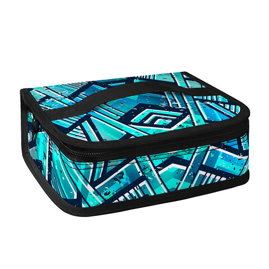 Turquoise Ethnic Aztec Trippy Print Small Lunch Bag