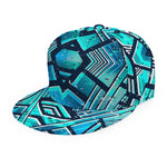 Turquoise Ethnic Aztec Trippy Print Snapback Cap