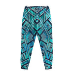 Turquoise Ethnic Aztec Trippy Print Sweatpants