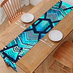 Turquoise Ethnic Aztec Trippy Print Table Runner
