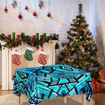 Turquoise Ethnic Aztec Trippy Print Tablecloth
