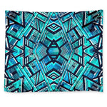 Turquoise Ethnic Aztec Trippy Print Tapestry
