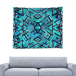 Turquoise Ethnic Aztec Trippy Print Tapestry