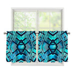 Turquoise Ethnic Aztec Trippy Print Tier Curtains