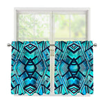 Turquoise Ethnic Aztec Trippy Print Tier Curtains