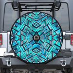 Turquoise Ethnic Aztec Trippy Print Tire Cover With Camera Hole