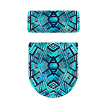 Turquoise Ethnic Aztec Trippy Print Toilet Lid And Tank Cover Set