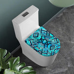 Turquoise Ethnic Aztec Trippy Print Toilet Lid Cover