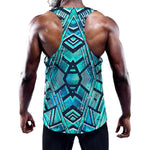 Turquoise Ethnic Aztec Trippy Print Training Tank Top