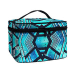 Turquoise Ethnic Aztec Trippy Print Travel Makeup Bag