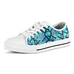 Turquoise Ethnic Aztec Trippy Print White Low Top Sneakers